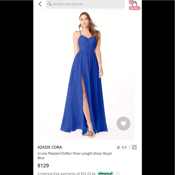 Azazie A-line Royal blue bridesmaids dress - Picture 3 of 3